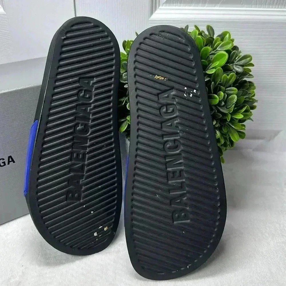 Balenciaga Slides SZ 8 Blue Slippers - Picture 6 of 9